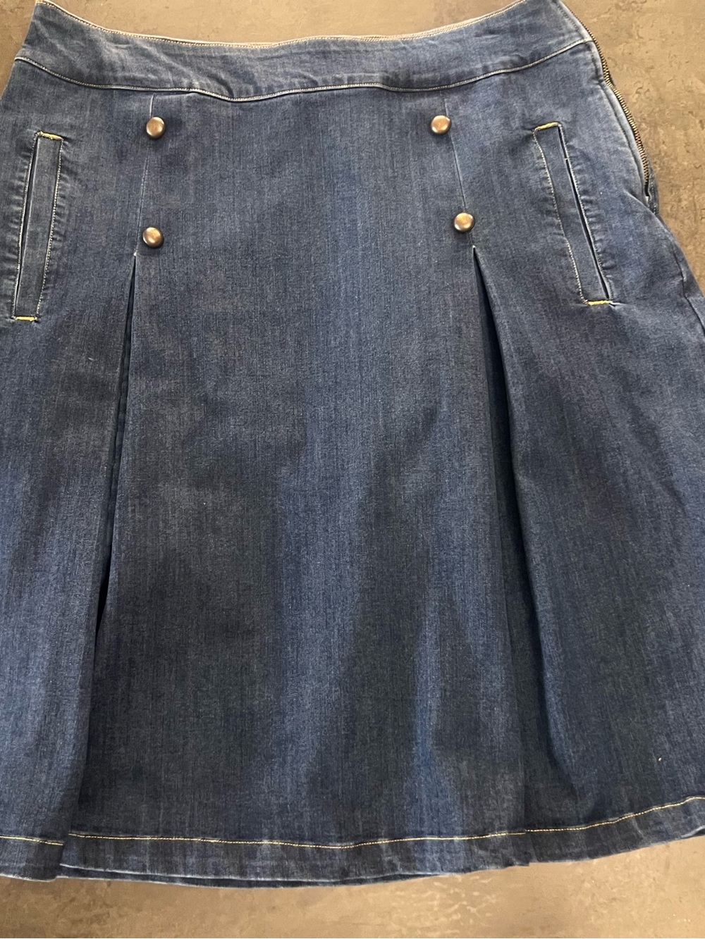 eShakti Dark Blue Denim Skirt with Leather Label